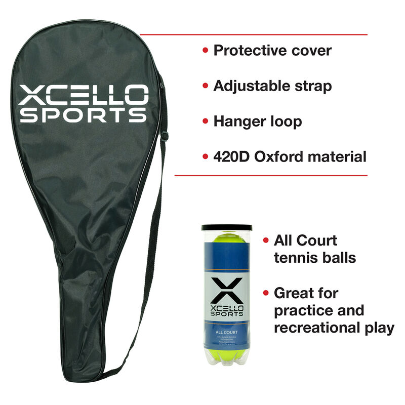Xcello Sports Tennis Racket Set, Blue/Black image number 4
