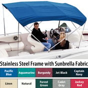 Shademate Sunbrella Stainless 4-Bow Bimini Top 8'L x 42''H 85''-90'' Wide