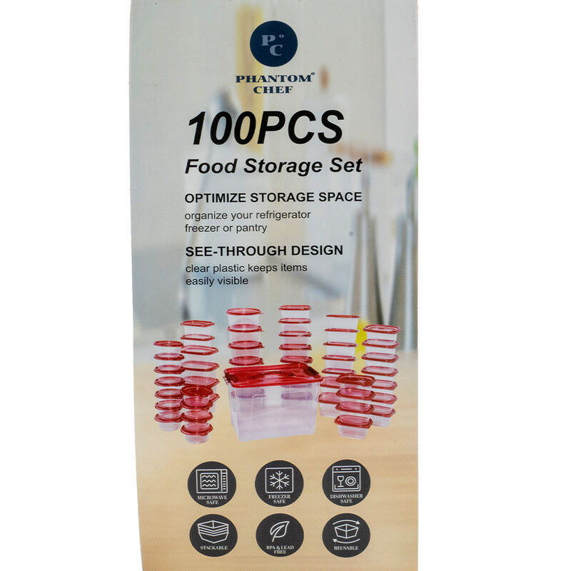 Phantom Chef 100-Piece Food Storage Set, 50 Containers with Lids image number 3