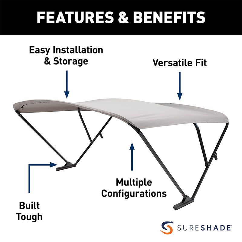 SureShade Pontoon Power Bimini Top, Black Frame image number 2