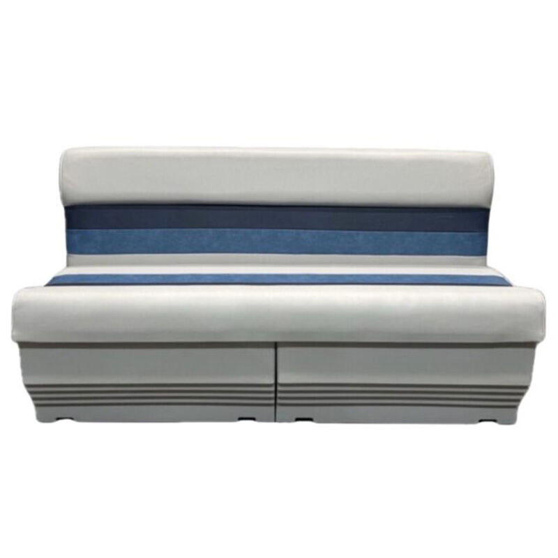 Horizon Manufacturing Premium Series 55" Pontoon Bench Seat Cushion w/ 2 Bases - Gray/Navy/Blue image number 2