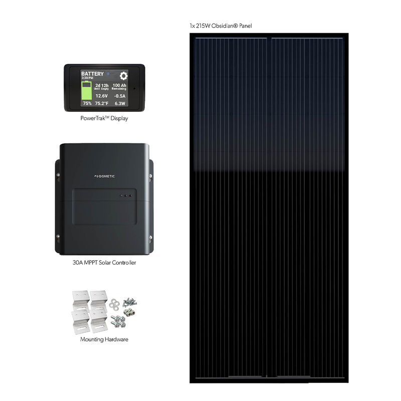 Dometic Go Power! 215W Obsidian Wired For Solar Kit with 30A MPPT Controller and PowerTrak Screen image number 2