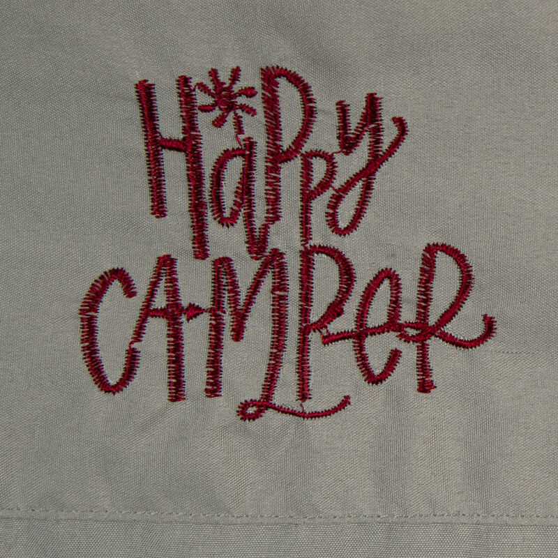 Microfiber Embroidered Sheet Set Grey/Teal, Happy Camper image number 6