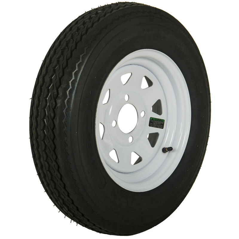 Tredit H188 5.30 x 12 Bias Trailer Tire, 4-Lug Spoke White Rim image number 1