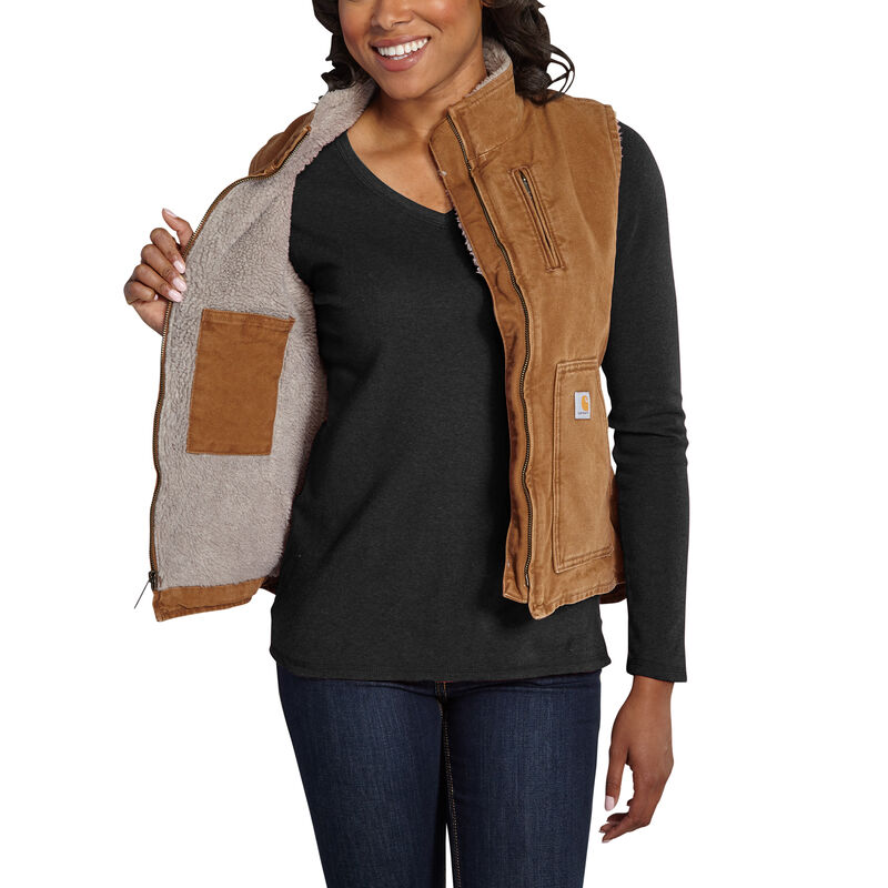 Carhartt Women's Sandstone Sherpa-Lined Mock-Neck Vest image number 9