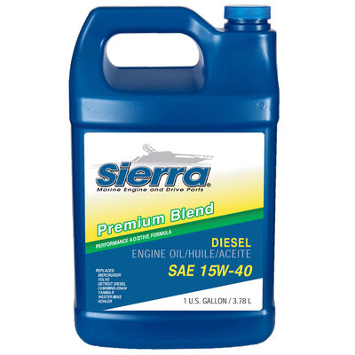 Sierra 15W-40 Diesel Engine Oil For Mercury Marine/Volvo, Sierra Part #18-9553-3, 6-Pack