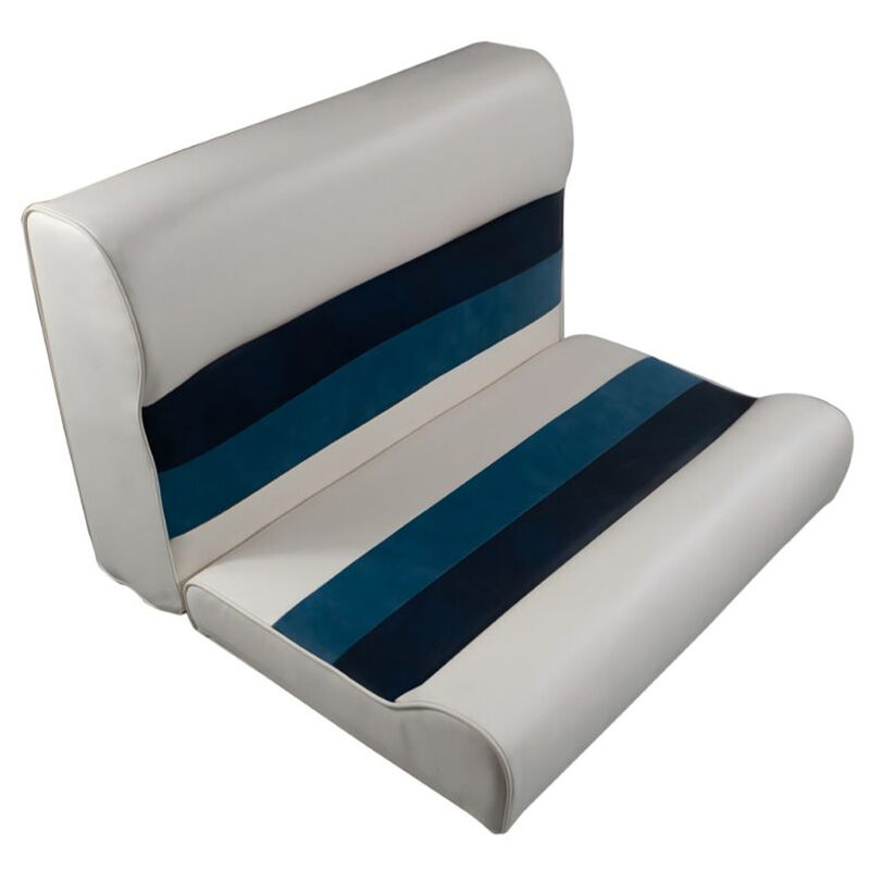 Horizon Manufacturing Premium Series 28" Pontoon Bench Seat Cushion Set "Only" - White/Navy/Blue