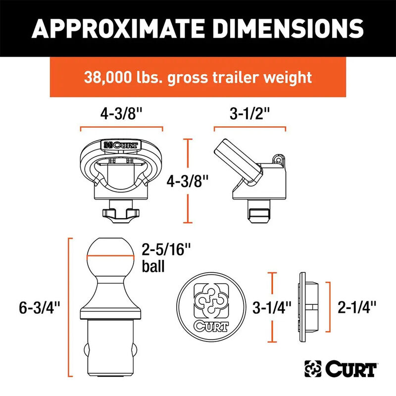 CURT 60638 OEM Puck System 2-5/16" Ball Gooseneck Kit, Ram image number 5