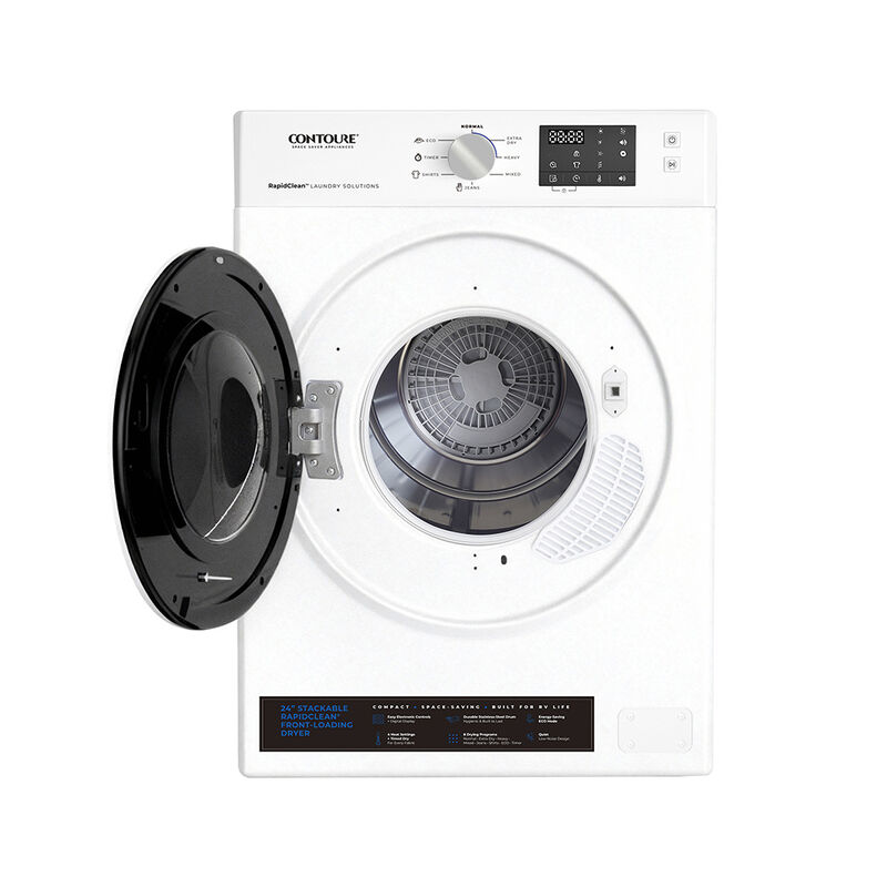 CONTOURE DE-1500W 24" Stackable Front-Load Electric Dryer, White image number 2