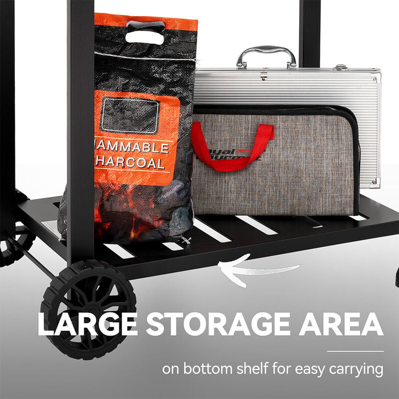 Royal Gourmet 24" Movable Charcoal Grill w/ Foldable Side Shelves image number 5