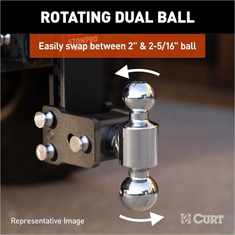 CURT StowPro Adjustable Ball Mount, 5 in Drop, 2-1/2 in Shank, Dual Ball #45971 image number 11
