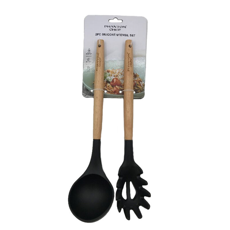 Phantom Chef Silicone Ladle and Pasta Server Set, Black image number 2