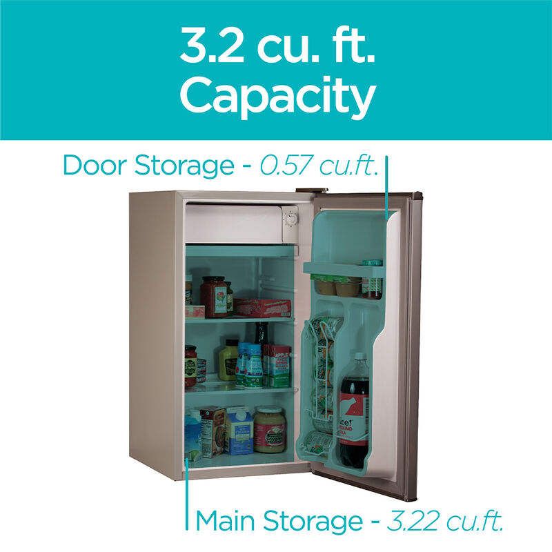 Black+Decker 3.2 cu. ft. Mini Fridge with Freezer, VCM Stainless Look image number 5