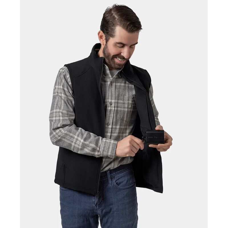 ORORO Men's Heated Softshell Vest with Lower Back Heating image number 4