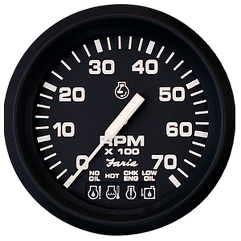 Faria 4" Euro Black Series Tach/System Check, 7,000 RPM image number 1