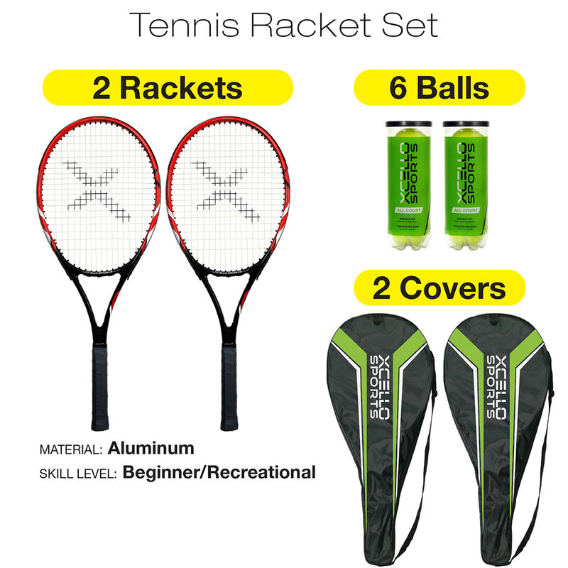 Xcello Sports Tennis Racket Set, Red/Black image number 2