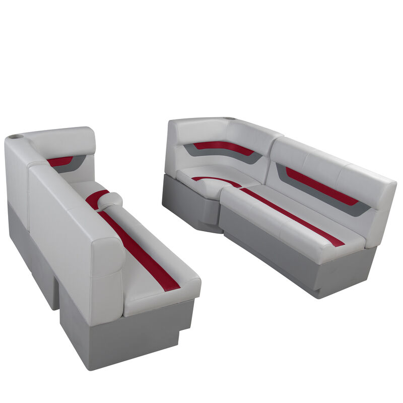 Designer Pontoon Furniture - 61" Front Seat Package, Sky Gray/Dark Red image number 1