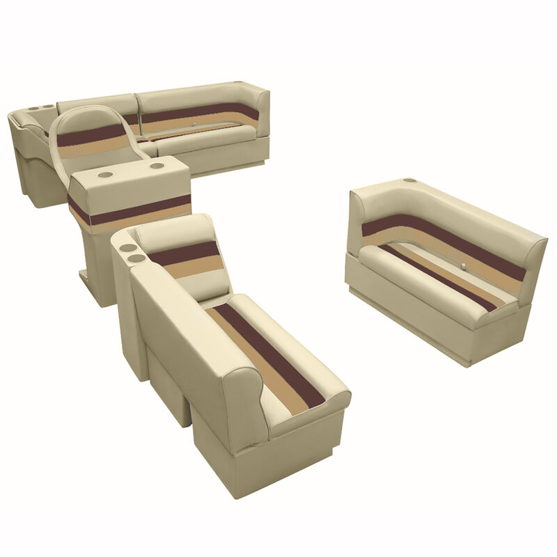 Deluxe Pontoon Furniture w/Toe Kick Base, Complete Boat Package A, Sand/Chestnut image number 1