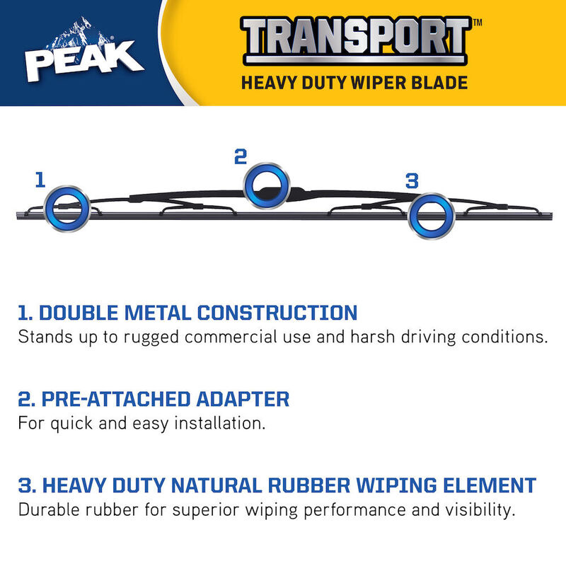 PEAK Transport 28" Windshield Wiper Blade, 12x4 Hook image number 3