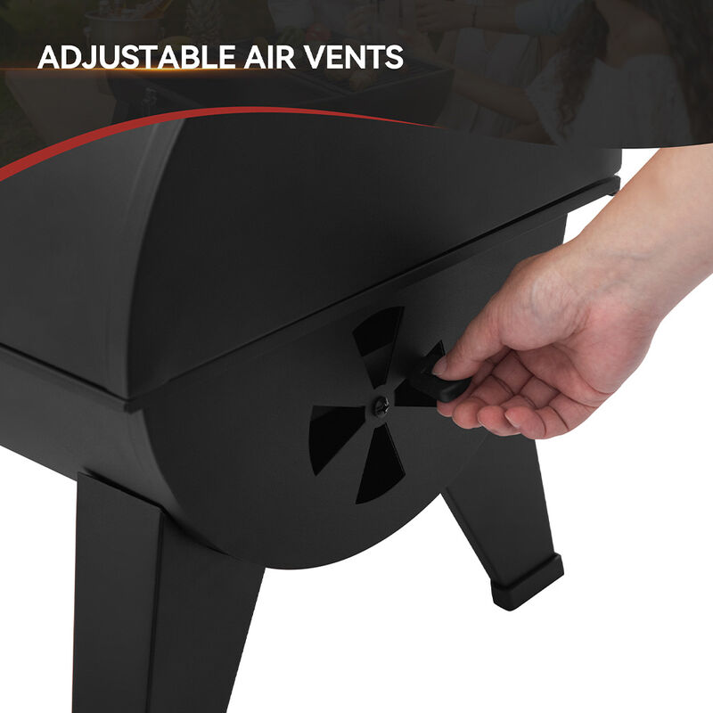 Royal Gourmet Portable Charcoal Grill with 2-Side Cooking Area image number 5