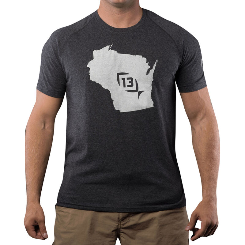 13 Fishing Onyx State Wisconsin Tee image number 1