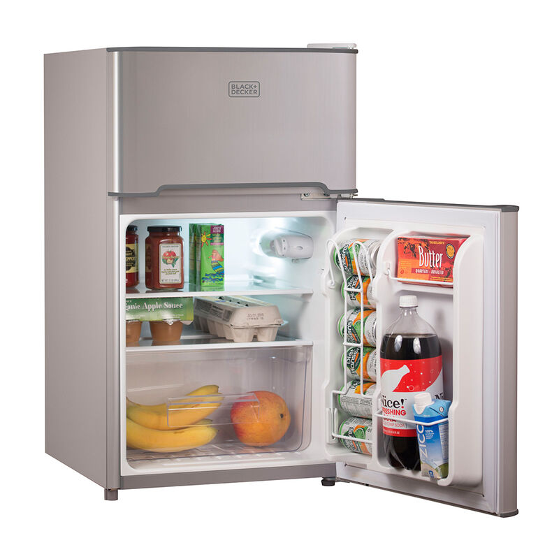 Black+Decker 3.1 cu. ft. 2-Door Mini Fridge with Freezer, VCM Stainless Look image number 3