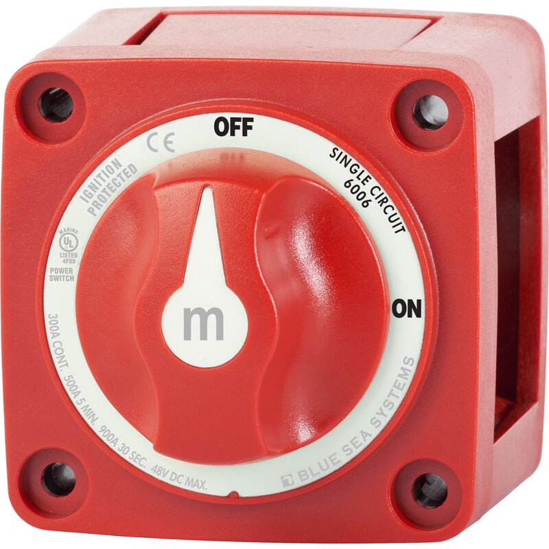 Blue Sea m-Series Mini On-Off Battery Switch with Knob - Red image number 1