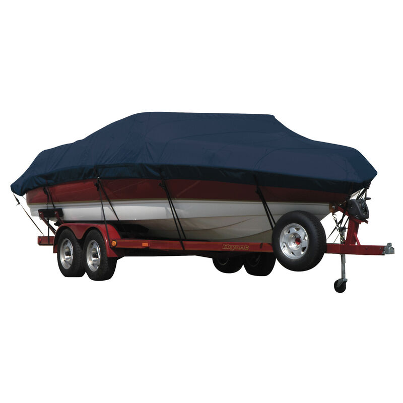 Exact Fit Covermate Sunbrella Boat Cover for Fisher Fx 21 Sc Tournament  Fx 21 Sc Tournament W/Port Troll Mtr O/B. Navy image number 1
