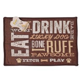 Dog Day Expressions Design Pet Food & Water Bowl Mat, 12.75" x 19"