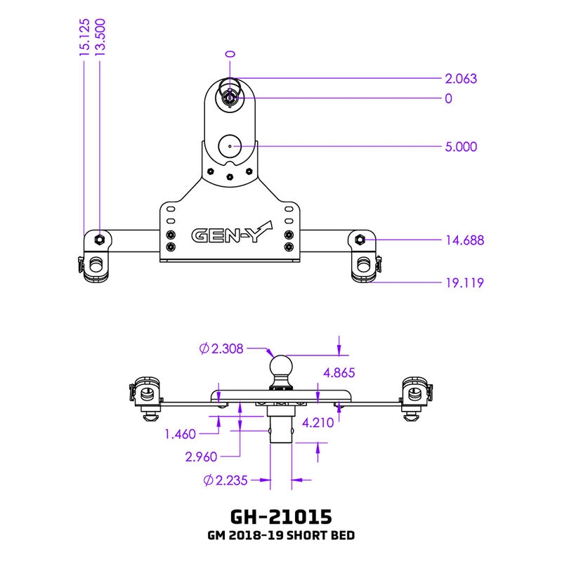 GEN-Y Hitch GoosePuck GEN 2, GM 2018-2019 Short and Long Bed image number 6