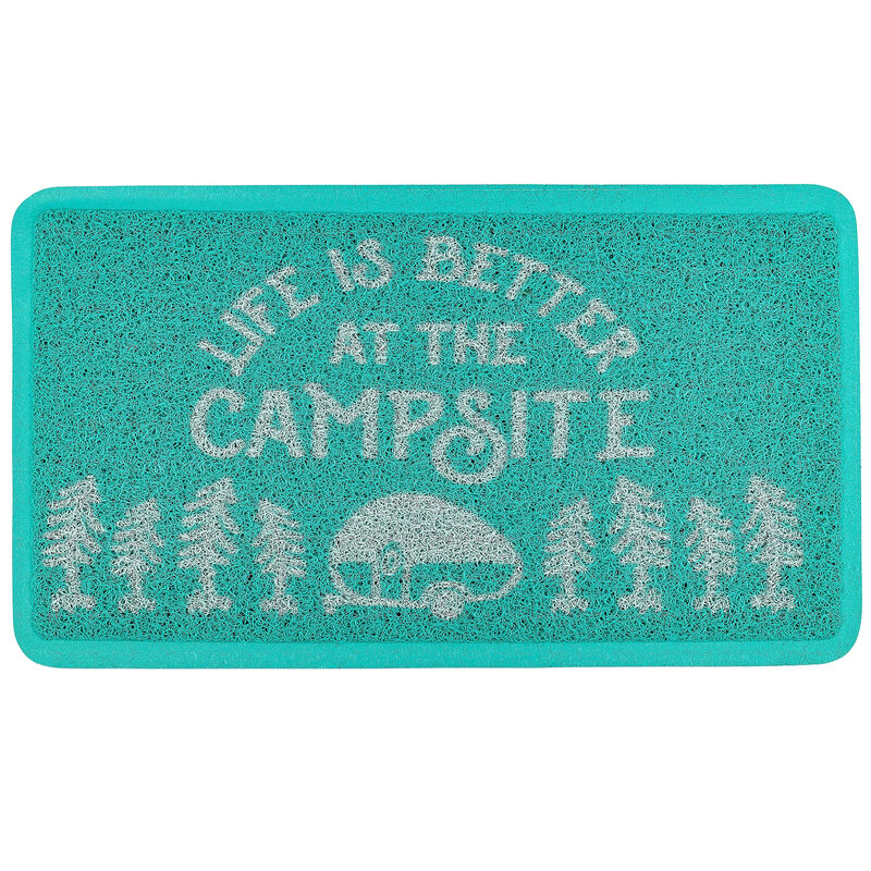 Camco "Life Is Better At The Campsite" Scrub Rug, Teal image number 1