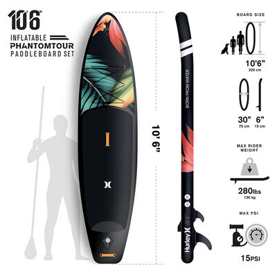 Hurley Phantom 10' 6" Paradise Inflatable Stand-Up Paddleboard Package