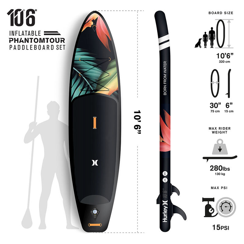 Hurley Phantom 10' 6" Paradise Inflatable Stand-Up Paddleboard Package image number 2