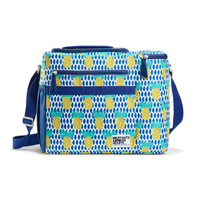 Fit + Fresh Bouffants & Broken Hearts Striped Dual Compartment Cooler Tote, Pineapple