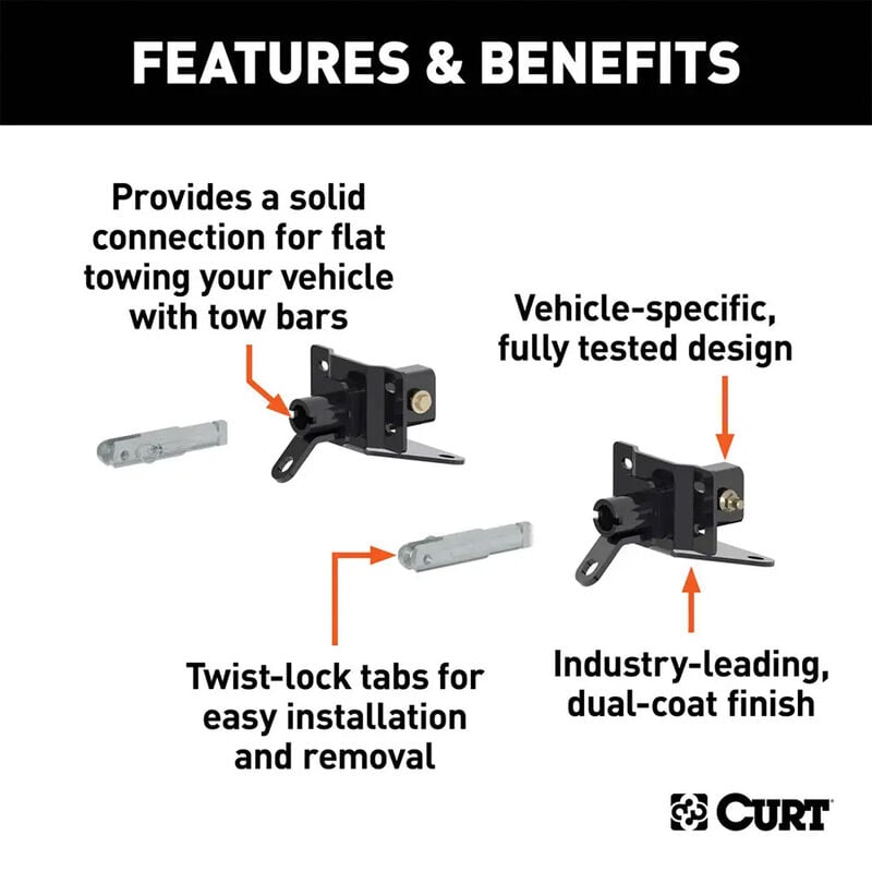 CURT 70143 Tow Bar Base Plate, Select Ford Bronco with Modular or Standard D-Ring Bumper image number 2