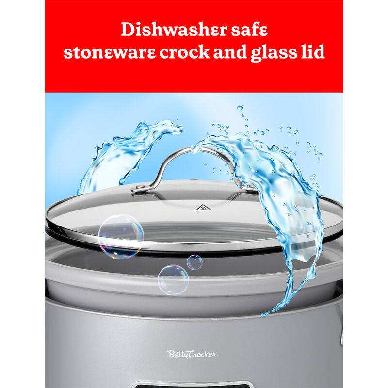 Betty Crocker 6-Quart Oval Digital Slow Cooker, Silver image number 8