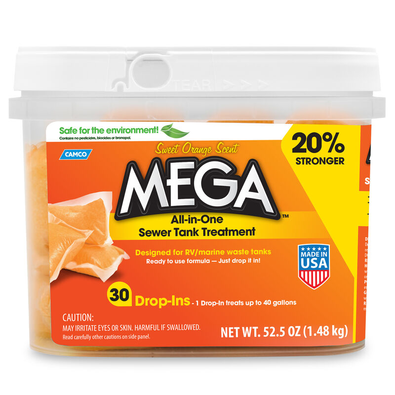 Camco Mega All-in-One Sewer Tank Treatment, Orange Scent, 30-Pack image number 1