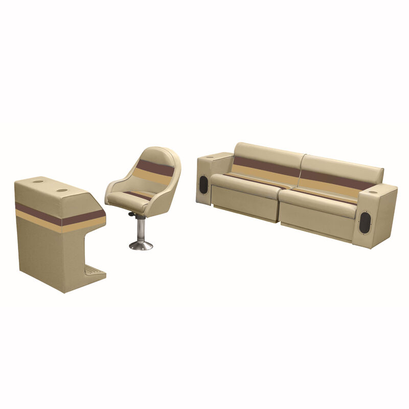 Deluxe Pontoon Furniture w/Toe Kick Base - Rear Basic Package, Sand/Chestnt/Gold image number 1