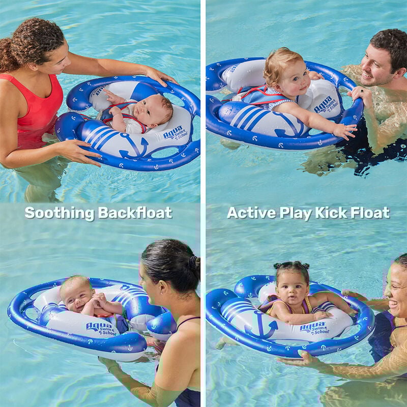 Aqua Leisure 3-Point Harness Baby Pool Float w/ Adjustable Seat - Blue image number 3