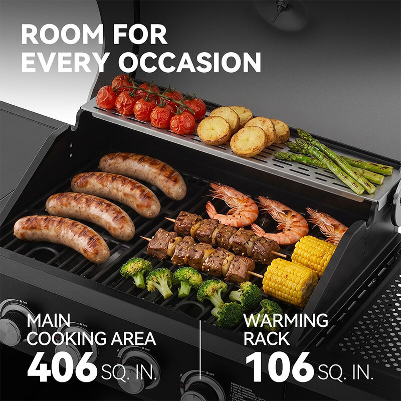 Royal Gourmet OK4003T 4-Burner Gas Grill w/Side Burner & Knife Rack image number 2