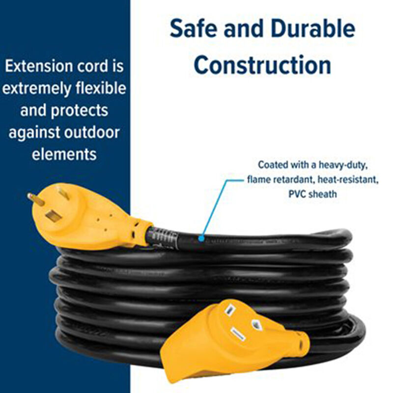 Camco Heavy-Duty RV Extension Cord with Power Grip Handles, 30A, 25', 10  ga.