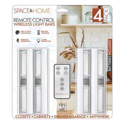 Space and Home Wireless LED Light Bars, 4-Pack