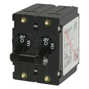 Blue Sea AC Circuit Breaker A-Series Toggle Switch, Double Pole, 15A, Black