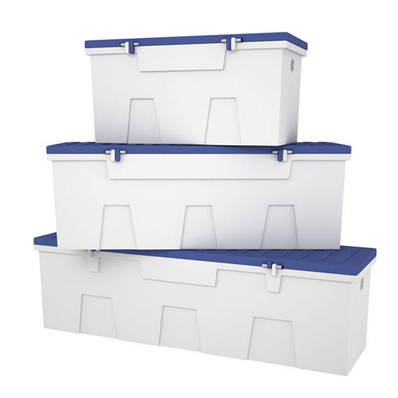 TitanSTOR Small 4' Dock Box With Locking Set, White W/Blue Lid image number 3
