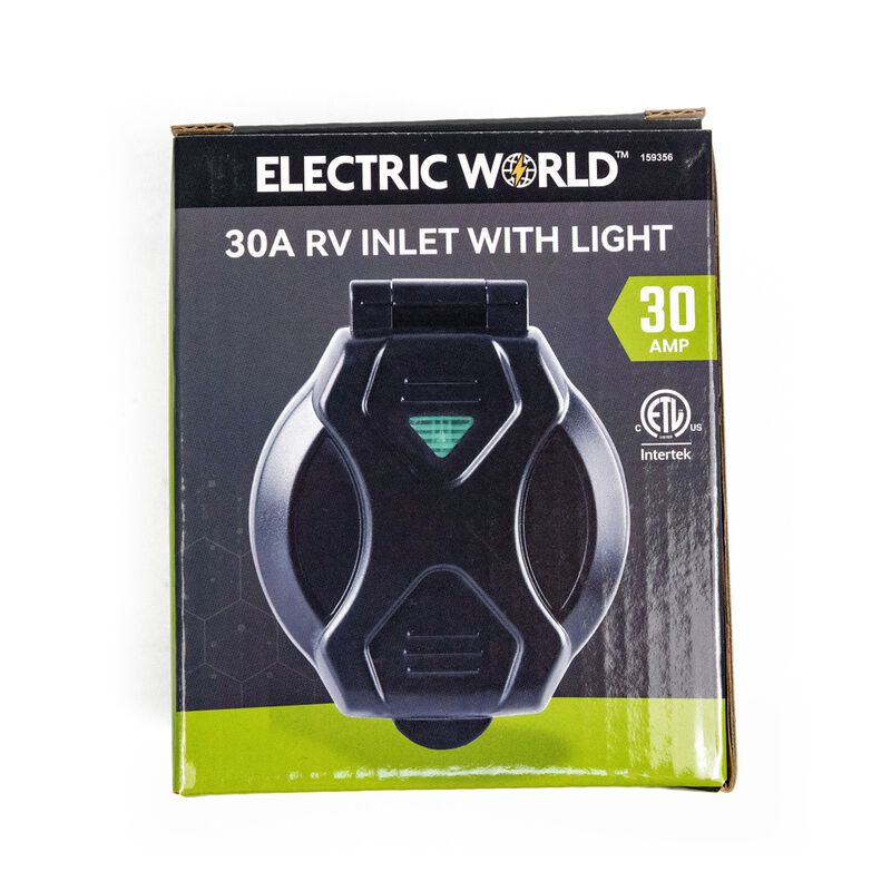 Electric World 30A Black RV Inlet with LED image number 12