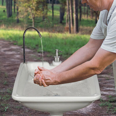 Outdoor 7.9 Gallon Portable Sink with Foot Pump and Soap Dispenser