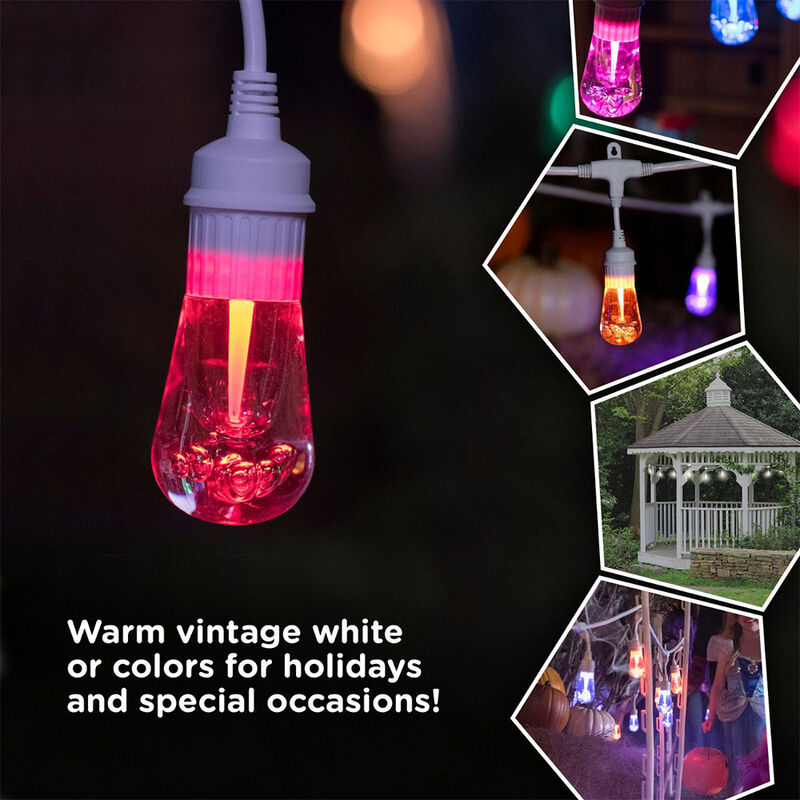 Enbrighten Vintage Seasons LED Color-Changing Cafe String Lights, White, 24' image number 9