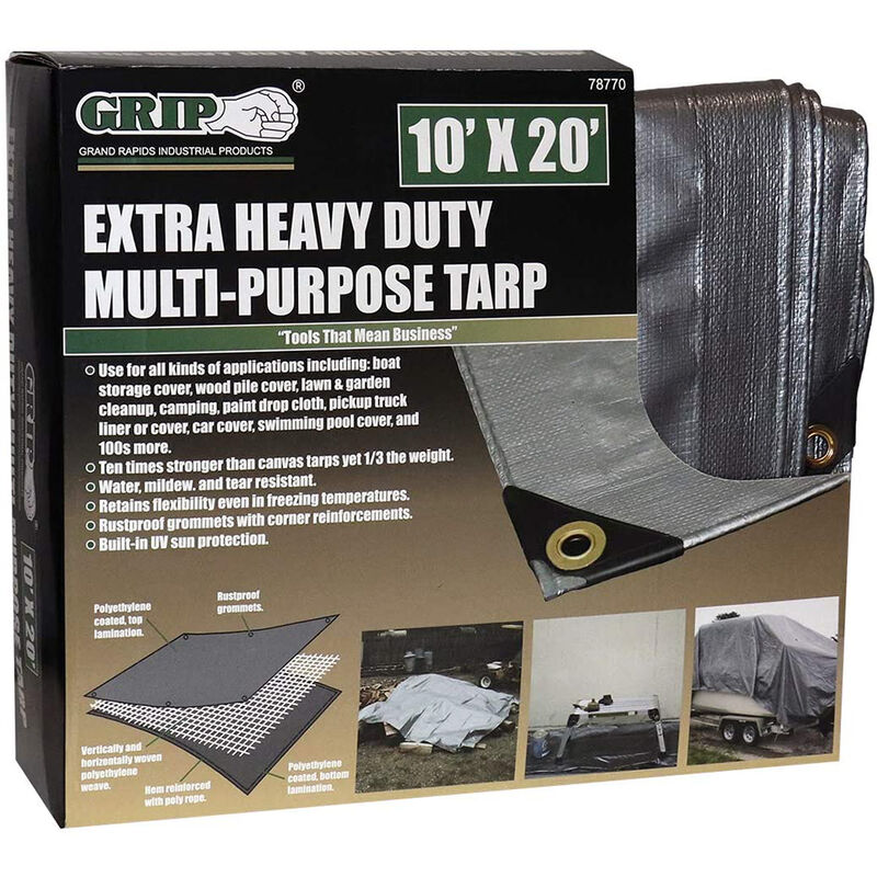 Grip On Tools Heavy Duty Multi-Purpose Tarp, 10' x 20' image number 1