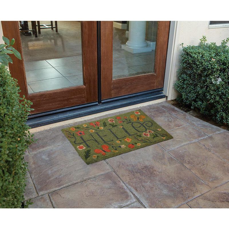 Floral Hello Door Mat, 18" x 30" image number 2