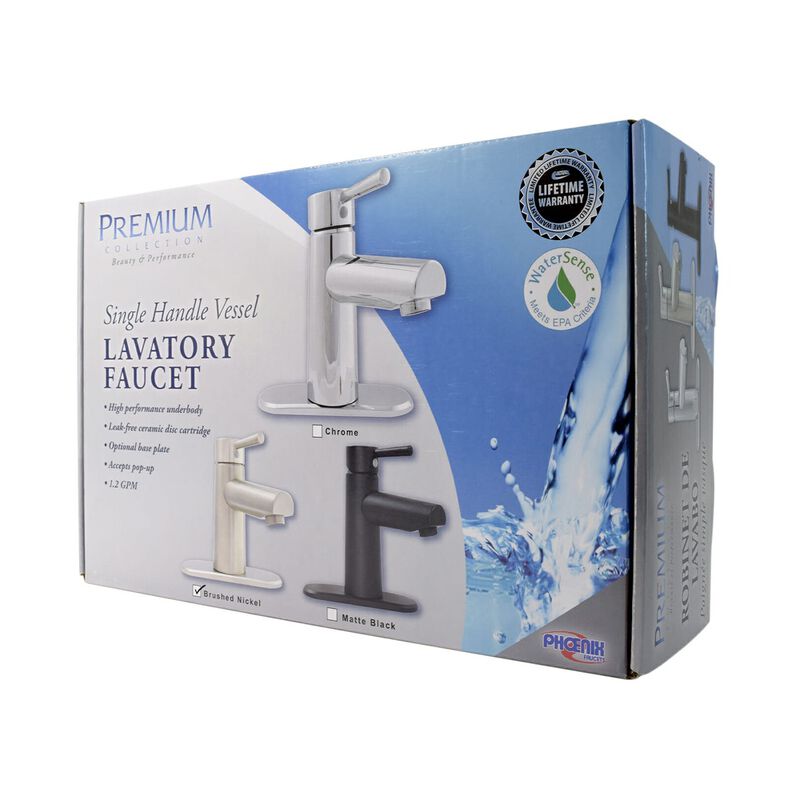 Valterra Single Handle Vessel Lavatory in Brushed Nickel